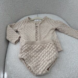 Zara Beige Knit Baby Cardigan Set